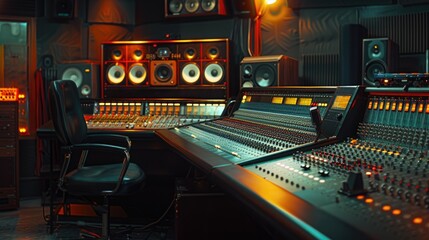Poster - Professional audio studio gear and instruments, ideal for music production or education
