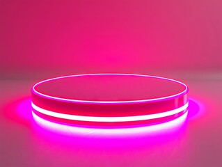 Wall Mural - A pink circular light on a pink surface