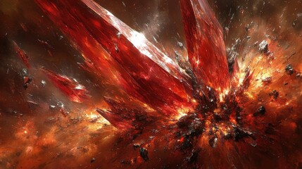 Poster - Exploding Red Crystals