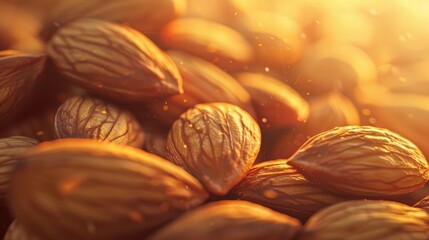 Canvas Print - Close up view of selected almonds suitable for vegetarians