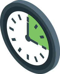 Poster - Analog clock face is showing quarter past a time with a green section