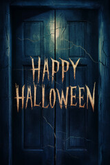 Wall Mural - happy Halloween text poster with dark background