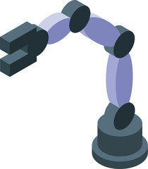 Poster - Industrial robotic arm is picking up an object in this isometric icon