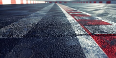 Aufkleber - A detailed view of a red and white road marking, suitable for use in illustrations or graphic design