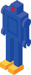 Poster - Blue robot standing with arms akimbo isometric icon, concept of robotics