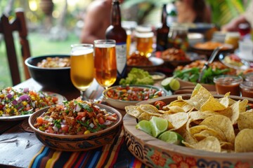 Poster - Fresh Mexican dishes and drinks displayed on a table