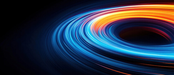 Poster - Abstract Neon Light Swirl on Dark Background