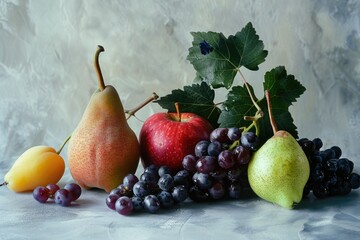 Poster - A colorful arrangement of fresh fruits on a table, perfect for still life photography or food styling