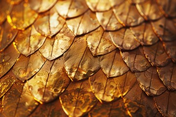 Poster - A detailed view of the scales and texture of a gold dragon's skin