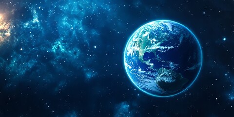 Canvas Print - A view of the earth from space with stars and nebula in the background