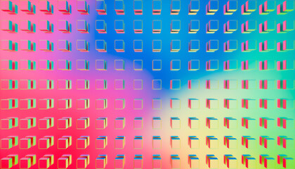 Iridescent mirrored cubes pattern, abstract 3d geometric gradient background