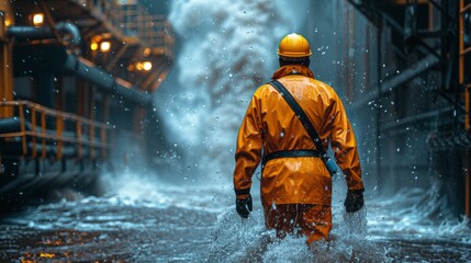 Poster - A captivating series of portraits featuring engineers and technicians working in a hydroelectric power plant, surrounded by the