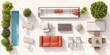 © Popelniushka - Patio Furniture Top View. Realistic Garden Lounge Furniture Scheme for Interior Design Plan