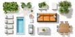 © Popelniushka - Patio Furniture Top View. Realistic Garden Lounge Scheme for Interior Design Project