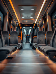 Wall Mural - Empty modern train interior with symmetrical seating