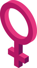 Wall Mural - Pink female gender symbol standing out in isometric view