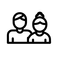 Man and woman icon, simple black and white vector symbol for users and couples