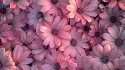 Poster - A close-up shot of a beautiful bunch of pink flowers
