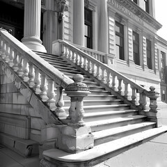 Judicial Heritage: Stairs Leading to a Historic Courthouse