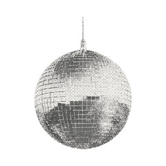 Fototapete - Vintage disco ball. Collage cutout element for scrapbook, poster, t-shirt. Vector monochrome sticker in a surreal bitmap style with dotted photocopy texture.