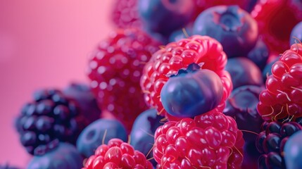 Poster - Fresh raspberries captured in a close-up shot