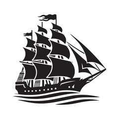 Wall Mural - Ship Silhouette Vector Pack – Ideal for Logos, T-shirts, and Digital Art