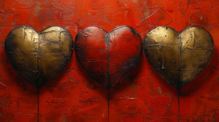 Fototapete - Experiment with texture and layering to create a tactile Valentines Day abstract, with rich colors and intricate details adding depth