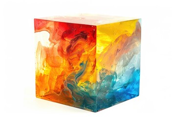 Poster - A colorful glass block against a white background, perfect for decoration or design elements