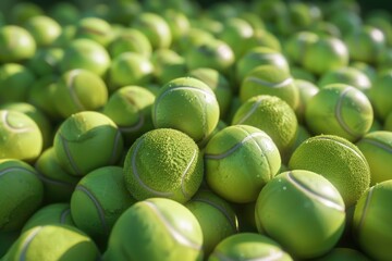 Poster - A collection of tennis balls stacked high, often used for decorative or display purposes