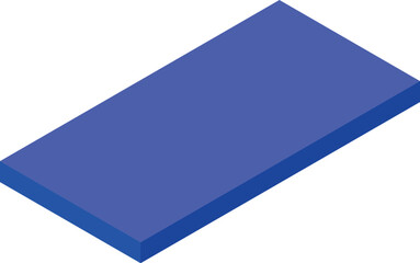 Poster - Simple blue rectangle is floating in an isometric perspective, creating a sense of depth and dimension
