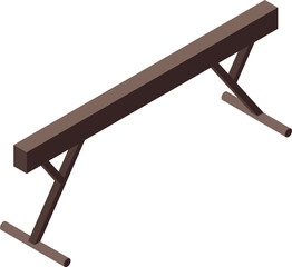 Wall Mural - This isometric icon features a wooden balance beam, a classic piece of gymnastic equipment