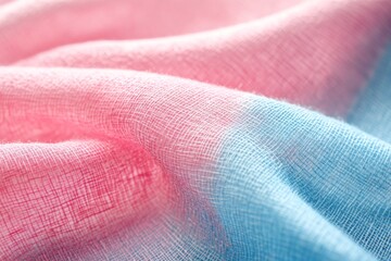 Poster - A detailed look at beautifully intertwined pink and blue fabric highlighting its fine weave and soft texture