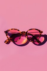 Aufkleber - A single pair of glasses sitting on a bright pink surface