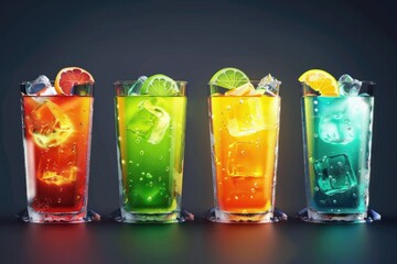 Poster - A selection of vibrant cocktails on a table