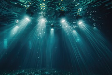 Poster - Water surface with sunlight shining through ripples and creating a beautiful warm glow