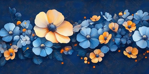 Sticker - High-Detail Neon Effect Floral Design in Watercolor, generative ai