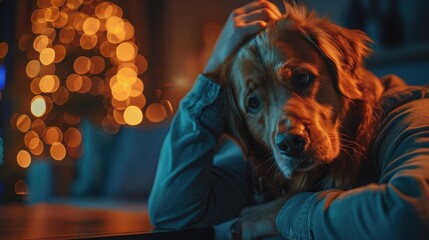 Sticker - A dog laying on a couch with its head resting against the arm. AI.