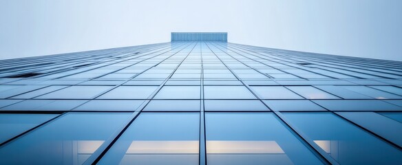 Canvas Print - Low-Angle View of a Modern Glass Skyscraper