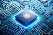 © Lokman Shekh - ai chip background processor on light blue tech