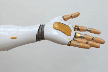 Canvas Print - Robotic hand holding diverse pills reflecting the convergence of healthcare technology and personalized medicine