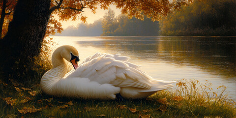 swans on the lake