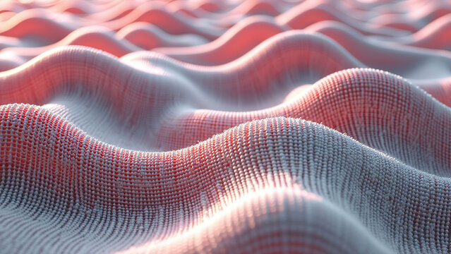 Wavy Surface with Red Dots