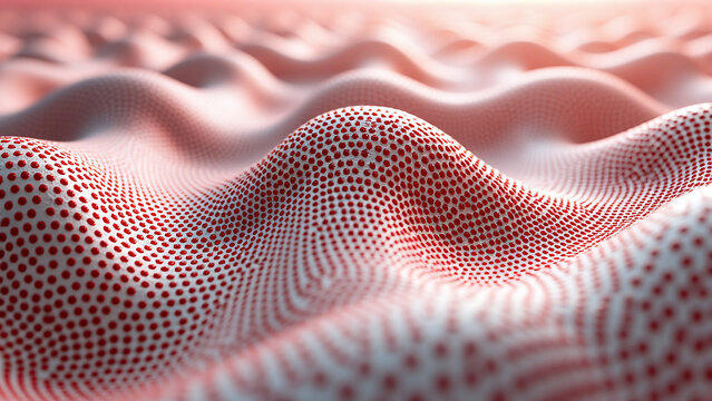 Wavy Surface with Red Dots