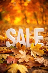 Wall Mural - Autumn Sale background, banner, poster or flyer design. Illustration with bright beautiful leaves and text. Template for advertising, web, social and fashion ads