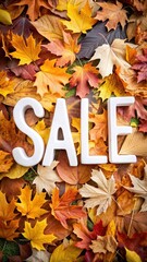 Wall Mural - Autumn Sale background, banner, poster or flyer design. Illustration with bright beautiful leaves and text. Template for advertising, web, social and fashion ads