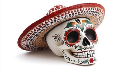 Wall Mural - A skull with a sombrero on top