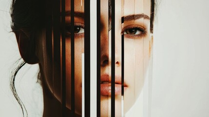 Poster - Abstract Portrait of a Woman with Lines and Stripes