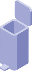 Poster - Empty recycle bin isometric object with an open lid
