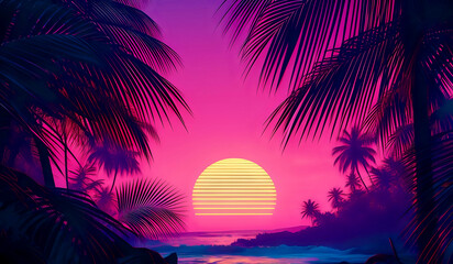 Sticker - sunset on the beach