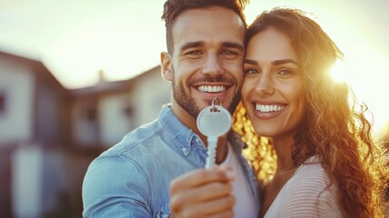 Sticker - A couple is holding a key and smiling